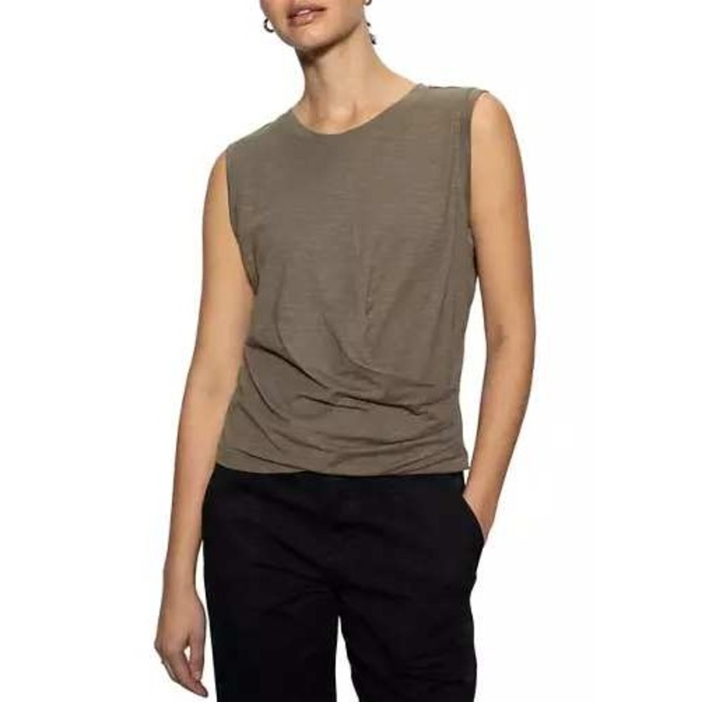 Rebecca Minkoff Olive‎ Green Sleeveless Tank Top Ruched Sides Lg XL /#5404